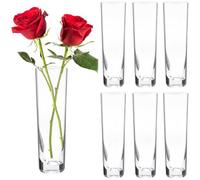 ausurme 6 Pcs Clear Glass Cylinder Bud Vases 17.3 cm Slim Flower Vases | Clear Thick Glass Bud Vases, Elegant Slim Cylinder Flower Vases For Wedding Table Decor And Home Decoration