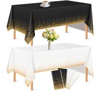 ausurme 8 Pack Disposable Tablecloths,137x274 cm Plastic Table Cover for Rectangular table,Dot Table Cloth,Waterproof Party Tablecloths for Christmas 8 Pack Disposable Tables Cloths With Dots