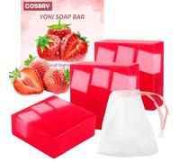 ausurme COSBAY 3PCS Yoni Soap Bars Yoni Wash,Natural Yoni Bar Soap For Women ph Balance,Feminine Wash Vaginal Care Soap,Eliminates Odor,Moisturizing Yoni Care Soap with Foaming Net,Strawberry,3.53oz