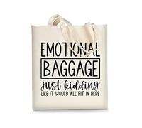 AUSVKAI Canvas Tote Bag Aesthetic for Women, Cute Reusable Cloth Cotton Bags for Shopping Beach Trendy Gifts, Emotional Baggage, L