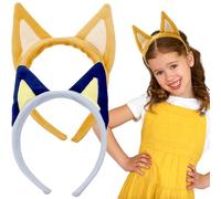 Auswalar 2 PCS Fox Dog Ears Headband,Yellow Blue Puppy Ears Headbands,Dog Themed Party Cosplay Accessories Supplies for Everyone