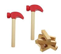 Auswalar 2 PCS Mini Wooden Hammer Toys, Red, Small, Unisex, Ages 3+, Manual, Indoor, Educational, Hand-Eye Coordination, No Batteries, Includes Plastic Component