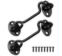 AUSYIWI 2 Pack 6 Inch Hook Locks for Doors, Gates, Garages, Cupboards, Windows - Black Metal Wall Mount Door Latch