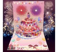 AUSYIWI Birthday Card, Happy Birthday Postcard Suitable for any age, Gift Card for Women, Men, Mums, Sisters, Wives, Friends, Boys and Girls (Pink)