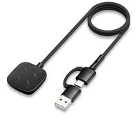Autallgee Upgraded 2 in 1 USB A/C for Fitbit Sense/Versa 4/Versa 3 /Sense 2 Charger, Replacement 100cm Smartwatch Charging Cable Cord Magnetic Dock Stand for Google Pixel Watch 3/Pixel Watch2