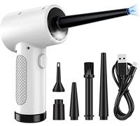 Autbye 3-in-1 Electric Dust Blower, Keyboard Cleaning Compressed Air with LED Light, 6 Piece Accessories, USB Rechargeable Air Pressure Spray for Laptop, Car, Office Equipment