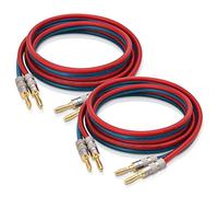 AutCreation Speaker Cable Wire with Banana Plugs,14 AWG HiFi Pure Copper Speaker Wire,99.9% OFC Stranded Copper Wire,Gold Plated Banana Tip Plugs,Red/Blue (1.5M(4.9ft))