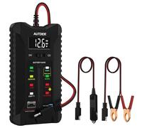 AUTDER Car Battery Tester, 12V/24V Voltmeter for Car & Motorbike Battery, Alternator Charging System Analyzer with LCD Display & LED Indicators, Dual Testing Modes