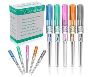 Autdor Catheter Piercing Needles Mixed 50PCS - 14G 16G 18G 20G 22G Disposable Hollow Needles IV Catheter Needles for Ear, Nose, Lip, Navel & Cartilage Piercing - Professional Body Piercing Supplies