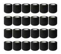 Autdor Tattoo Grip Cover Wrap - 24Pcs 2" x 5 Yards Disposable Cohesive Tattoo Grip Tape Wrap Black Elastic Bandage Rolls Self-Adherent Tape for Tattoo Machine Grip Tube, Sports Tape