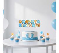 Auteby 13 PCS Blue Dog Birthday Cake Toppers Dog First Theme Happy Birthday Party Supplies for Boys Girls Kids Game Baby Shower School Rewards Wedding Party Supplies