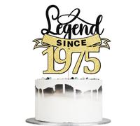 Auteby legend since 1975 cake topper Happy 50th Birthday Cake Topper Black Gold Glittery 50th Birthday/Wedding Anniversary Party Sign Decorations (1975)
