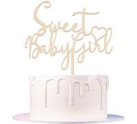 Auteby Wood Sweet Baby Girl Cake Topper,Welcome Baby Girl,It's a Girl Baby Shower Gender Reveal Party Cake Decoration