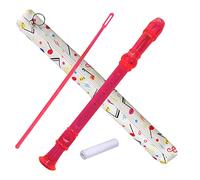 Auteey 8 Hole German style Soprano Recorder for Beginners, Kids adults Music Flute with Gift Case Bag Cleaning Rod For Party Entertainment (Crystal Pink)