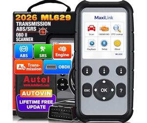 Autel MaxiLink ML629 Car OBD2 Scanner Code Reader Check Engine ABS SRS Transmission Diagnostic Scan Tool w/AutoVIN, Full OBDII, DTC Lookup, Ready Test, Data Playback/Printing, Up of ML619 AL619
