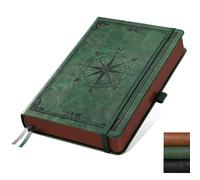 AUTEMPO A5 Blank Journal Notebook, 320 Pages Hardcover Thick Note book with 100 GSM Paper, for Men & Women, PU Leather NotePad with Inner Pocket, Writing, Work & Office, School, Dark Green