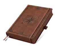 AUTEMPO A5 Lined Journal Notebook, 320 Numbered Pages(14.5 x 21 cm), 100 GSM Thick Paper, for Men & Women, Journaling, Writing, Work & Office, School, Leather Hardcover, Brown