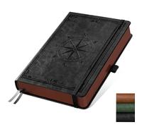 AUTEMPO A5 Lined Journal Notebook, 320 Numbered Pages(14.5 x 21 cm), 100 GSM Thick Paper, for Men & Women, Journaling, Writing, Work & Office, School, Leather Hardcover, Black