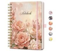 AUTEMPO A5 Notebook, Spiral Journal, 160 Lined Pages, Hardcover Notepad for Women, Journaling, Writing, Study & Work, 100 GSM Thick Paper, 14.5 x 21cm - Pink Rose Butterfly