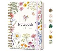 AUTEMPO A5 Notebook, Spiral Journal, 160 Lined Pages, Hardcover Notepad for Women, Journaling, Writing, Study & Work, 100 GSM Thick Paper, 14.5 x 21cm - Wildflower Botanical