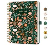 AUTEMPO A5 Spiral Notebook, 160 Lined Pages, Hardcover, Emerald Bloom