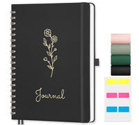 AUTEMPO B5 Notebook, Notepad Leather Hardcover Wirebound Spiral Notebooks 140 Pages for Writing, 100gsm Thick Lined Paper, for Women Men Work Office School,19 x 25.8 cm, Black