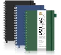AUTEMPO Dotted Journal A5 Notebook, 3 Pack Dot Grid Journal Spiral Notebooks 80sheets/160 Pages for Writing, 100gsm Thick Paper, PVC Hardcover, 14.5 x 21cm, Black,Green,Blue
