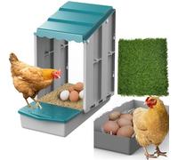 AUTENS Chicken Nesting Boxes, 1 Hole Laying Boxes,1 Nest Mat, Plastic Roll Away Chicken Nest Box, Egg Roll Out With Perch Eggs Protected Collection Area, Poultry Modular House Egg Coop Nest Perch