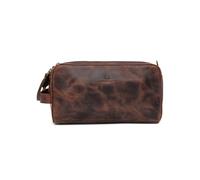 Autentico Leather Genuine Buffalo Leather Toiletry Bag for Men Handcrafted Vintage Dopp Kit Organizer for Cosmetics,Shaving Kit with Waterproof Lining, Dark Brown, Toiletry Bag