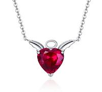 Authentic 925 Sterling Silver Angel & Demon Red Pendant Necklaces For Girl Women Luxury Jewelry Party