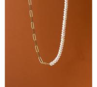 Authentic 925 Sterling Silver Luxury Natural Pearls Chain Links Necklace For Women Wedding Jewelry