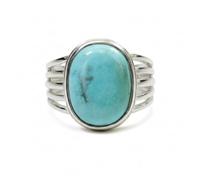 Authentic 925 Sterling Silver Natural Turquoise Oval Bezel Set Ring for Women | December Birthstone Statement Jewelry | Vintage Boho Anniversary Wedding Engagement Gift Ring