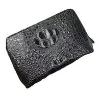 Authentic Alligator Skin Men's Plain Black Wristlets Pouch Bag Genuine Crocodile Leather Male Card Holders Shell Clutch Purse