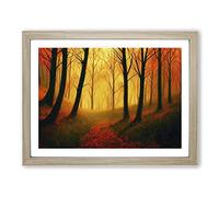 Authentic Autumn Forest Framed Wall Art Print A2 Oak