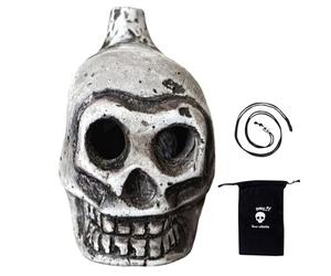 Authentic Aztec Death Pipe Skull - Loud Screaming Scary Whistle Made of Ceramic | Handmade Ritual Whistle for Halloween, Collectors, Theatre, Decoration with Human Sounding Thunder Echoes