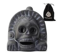 Authentic Aztec Death Whistle - Handcrafted Clay Skull with Ear-Piercing Scream Sound for Horror Films, Halloween Pranks & Spiritual Rituals (Vintage Black)