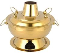 Authentic Beijing Copper Hot Pot - 34CM Stainless Steel Charcoal Soup Pot, Traditional Chinese Cookware for Family Gatherings & Dining Experiences, Perfect for Hot Pot Lovers