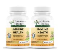 Authentic Biotics Ashwagandha KSM-66 with Vitamin C & Zinc - 60 Vegan Immunity Support Capsules | Plant-Based Multivitamin & Mineral Supplement for Stress, Energy & Immune Health | Pack of 2