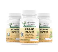 Authentic Biotics Ashwagandha KSM-66 with Vitamin C & Zinc - 60 Vegan Immunity Support Capsules | Plant-Based Multivitamin & Mineral Supplement for Stress, Energy & Immune Health | Pack of 3