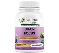 Authentic Biotics Brain Focus Supplement with Ashwagandha KSM-66 - Nootropic with B Complex & Magnesium - Energy, Memory, Focus & Mental Clarity - Vegan Cognitive Support - 60 Capsules