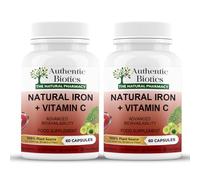 Authentic Biotics Iron & Vitamin C Supplement - 60 Vegan Capsules - Plant-Based Iron from Curry Leaves & Vitamin C from Amla - Supports Energy, Immunity & Reduces Tiredness - 2 Month Supply