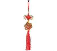 Authentic Brass Chinese Knot Hanging Ornament Featuring Red Gourd Design And Wealth Symbol For Traditional Feng Shui Doorway Decor And Garden Display(E)