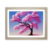Authentic Cherry Blossom Tree Framed Wall Art Print A2 Oak