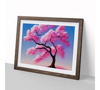 Authentic Cherry Blossom Tree H1022 Framed Print for Living Room Bedroom Home Office Décor, Wall Art Picture Ready to Hang, Walnut A2 Frame (64 x 46 cm)