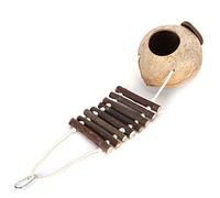 Authentic Coconut Shell Hideaway & Climbing Ladder | Bird Shelter/Hamster House/Breeding Retreat | Metal Hook for Easy Hanging, Safe Chew Toy