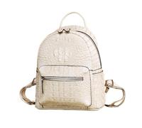 Authentic Crocodile Skin Printed Preppy Casual Style Female Lady Backpack Exotic Alligator Leather Pattern Women Bag Pack, Ivory, 27cm(Length) x 31cm(Height) x 13cm(Deep), Fashion and Leisure
