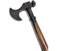 Authentic Gift Collection Designer Brass Head Handle Walking Cane Vintage Walking Stick Style Handmade Brass Handle Walking Stick Design Vintage Walking Cane (Black - Viking Hand Axe)