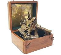Authentic Gift Collection Maritime Kelvin & Hughes London Antique Brass Nautical Ship Sextant with Extra 2 Telescope & Wooden Box