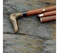 Authentic Gift Collection Victorian Dog Head Design Handle Wooden Vintage Style Antique Designer Walking Stick Cane for Unisex (Golden)