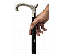 Authentic Gift Collection Victorian Head Handle Silver Leaf Design with Black Wood Stick Handmade Brass Handle Vintage Cane Design for Seniors